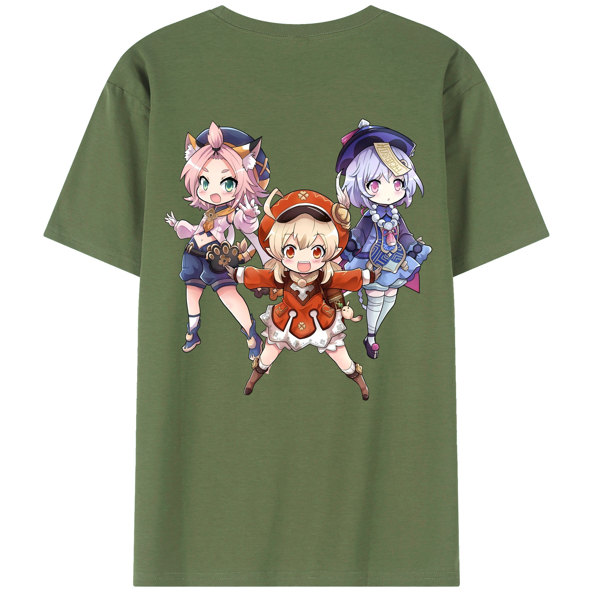 げんし神 七七 なな  genshin Nana 綿100％ メンズ半袖Tシャツ（バックプリント） 通気性